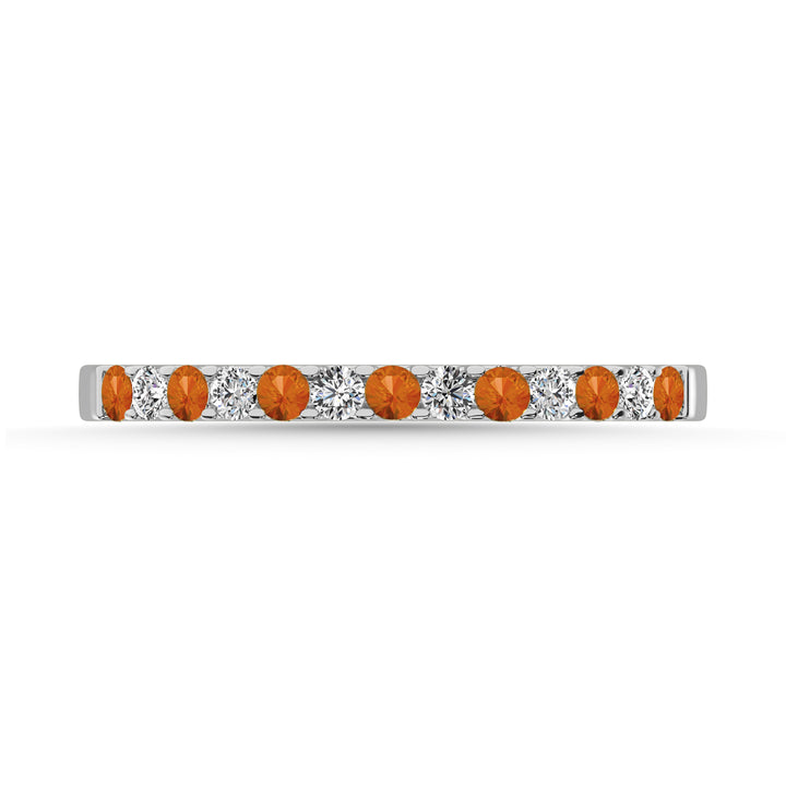 14K White Gold 1/5 Ct.Tw. Diamond And Citrine Machine Band