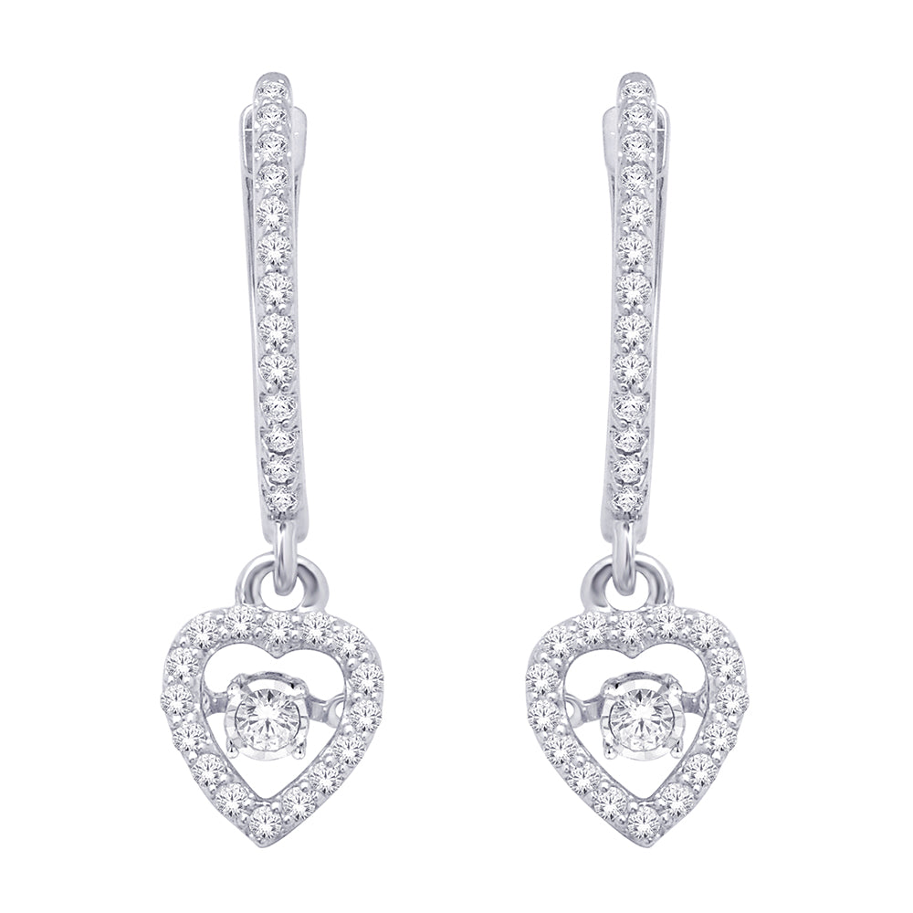 10K White Gold 3/8 Ct.Tw. Moving Diamond Fashion Earrings