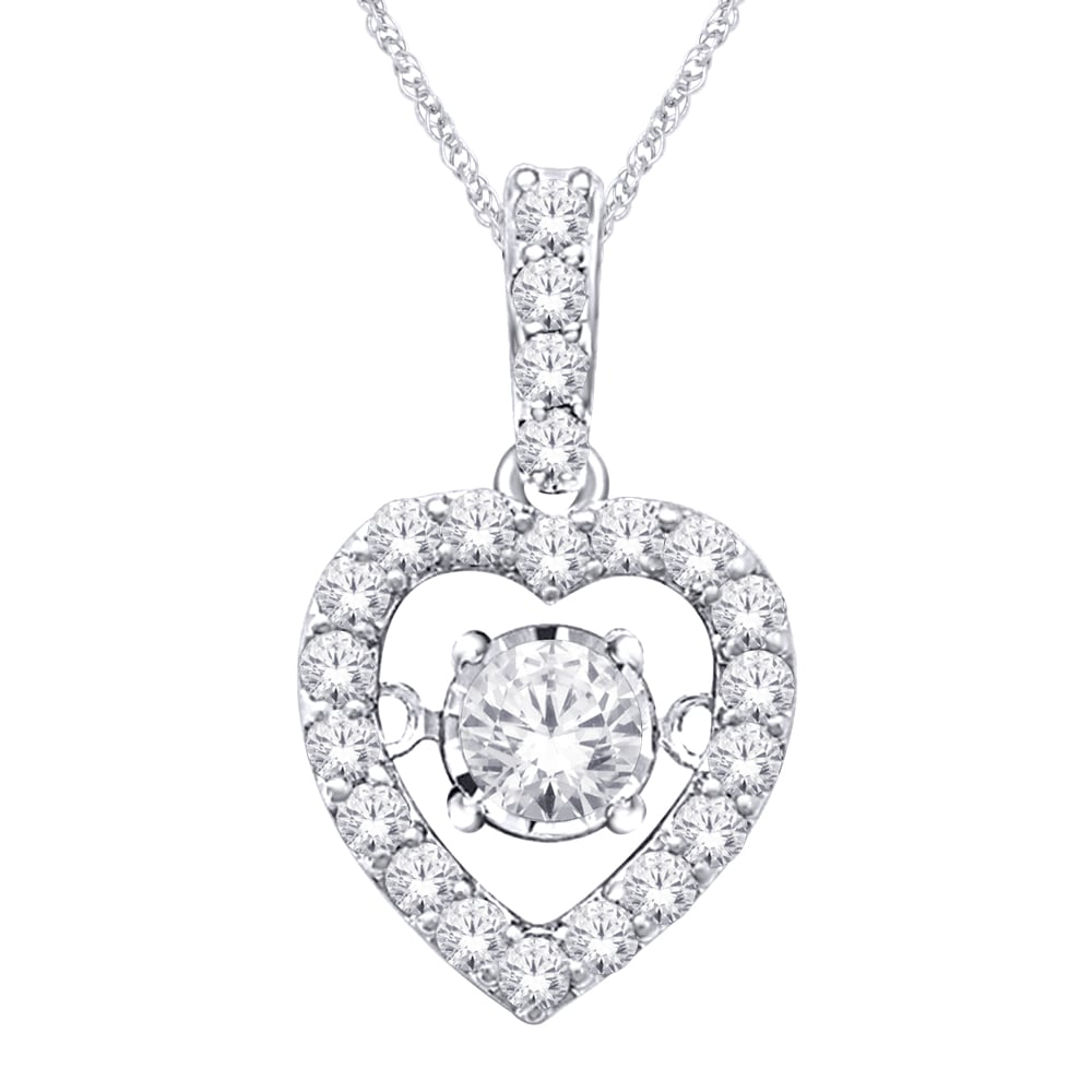 10K White Gold 1/4 Ct.Tw. Moving Diamond Fashion Pendant