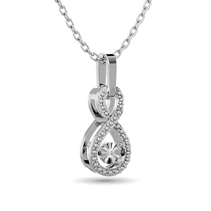 Diamond Shimmering Infinity Pendant 1/50 Ct.tw in Sterling Silver
