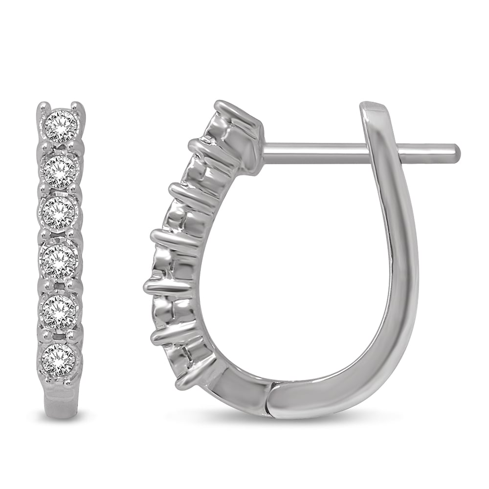 14K White Gold 1/2 Ct.Tw.Diamond Hoop Earrings