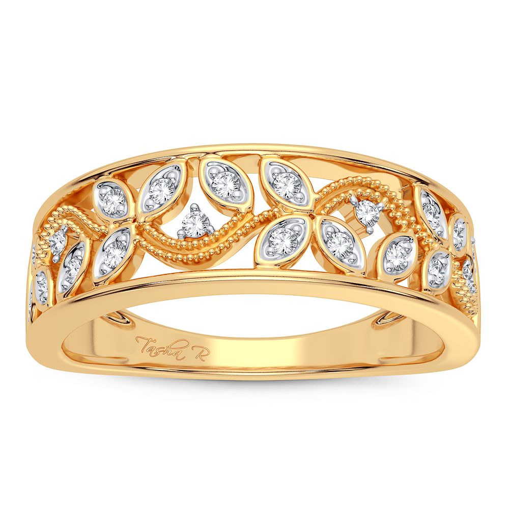 14K Yellow Gold 0.10CT Lab Diamond Womens Fashion Band
