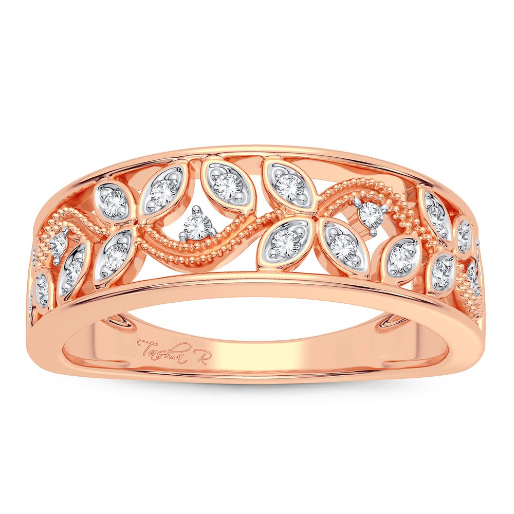 Delicate 14k Rose Gold Lab Diamond Fashion Band Ring