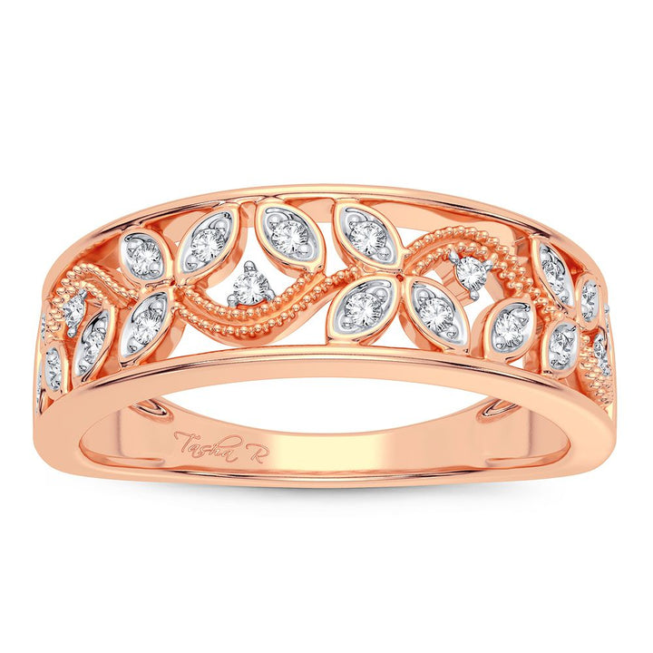 Delicate 14k Rose Gold Lab Diamond Fashion Band Ring
