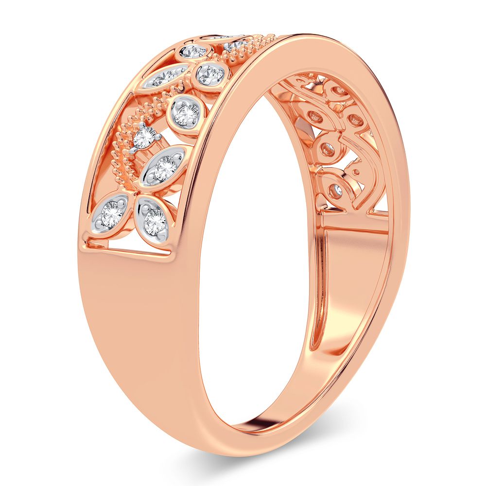 Delicate 14k Rose Gold Lab Diamond Fashion Band Ring