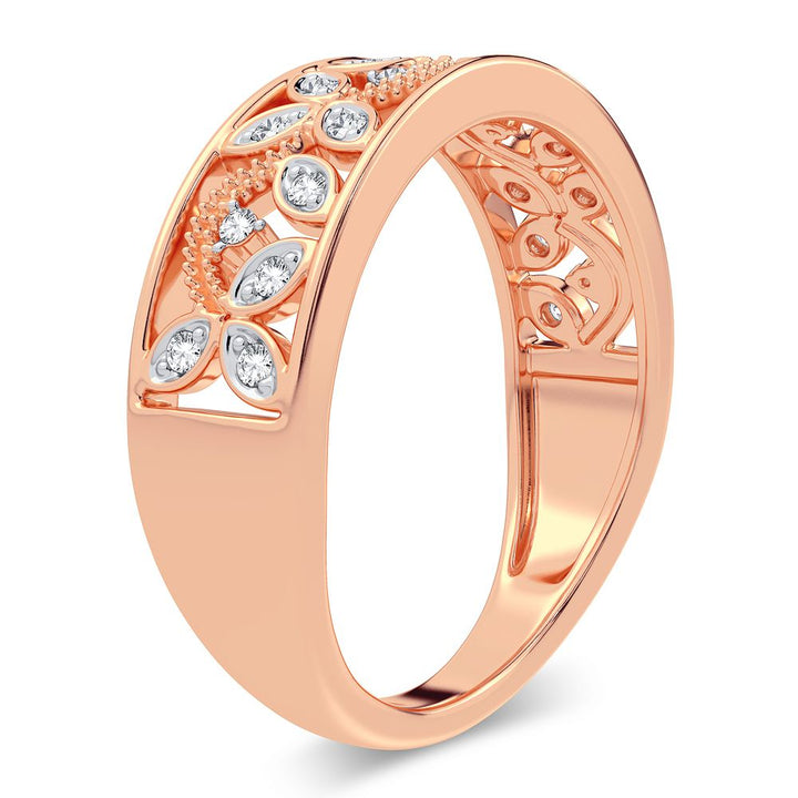 Delicate 14k Rose Gold Lab Diamond Fashion Band Ring