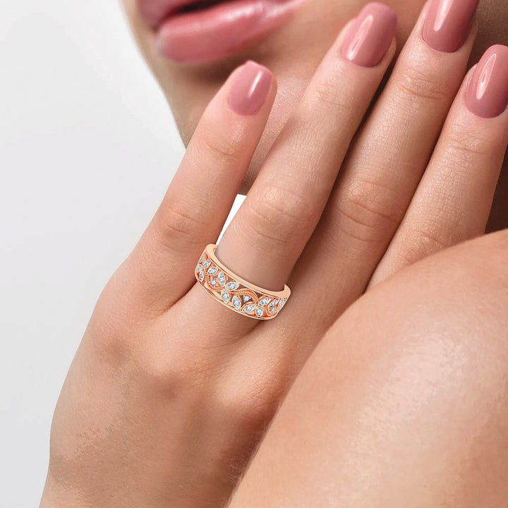 Delicate 14k Rose Gold Lab Diamond Fashion Band Ring