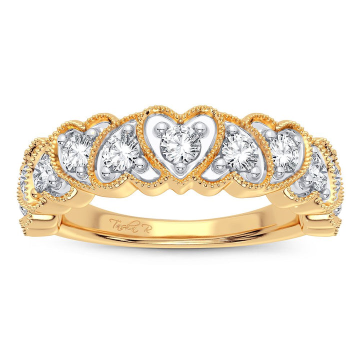 Chic 14K Yellow Gold 0.60CT Lab Diamond Womens Fashion Band