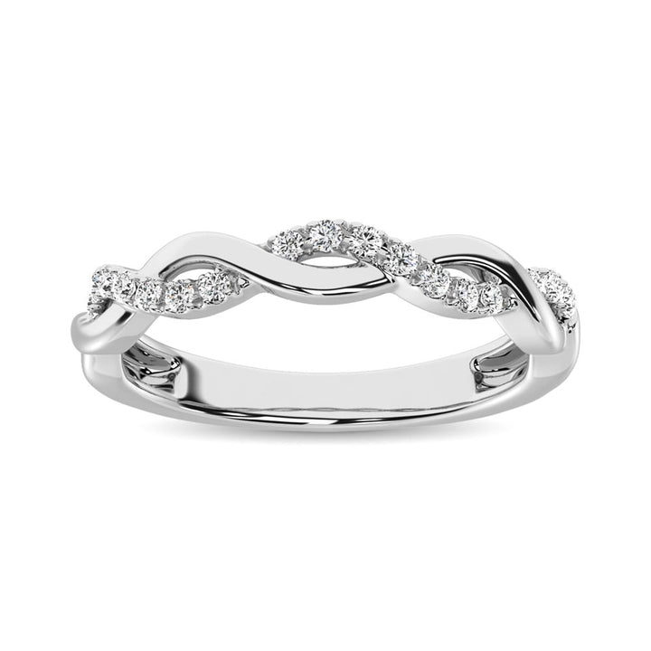 10K White Gold 1/20 Ct.tw Diamond Twisted Wedding Band
