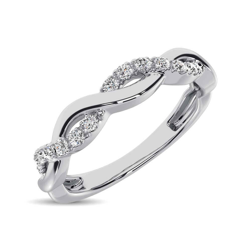 10K White Gold 1/20 Ct.tw Diamond Twisted Wedding Band