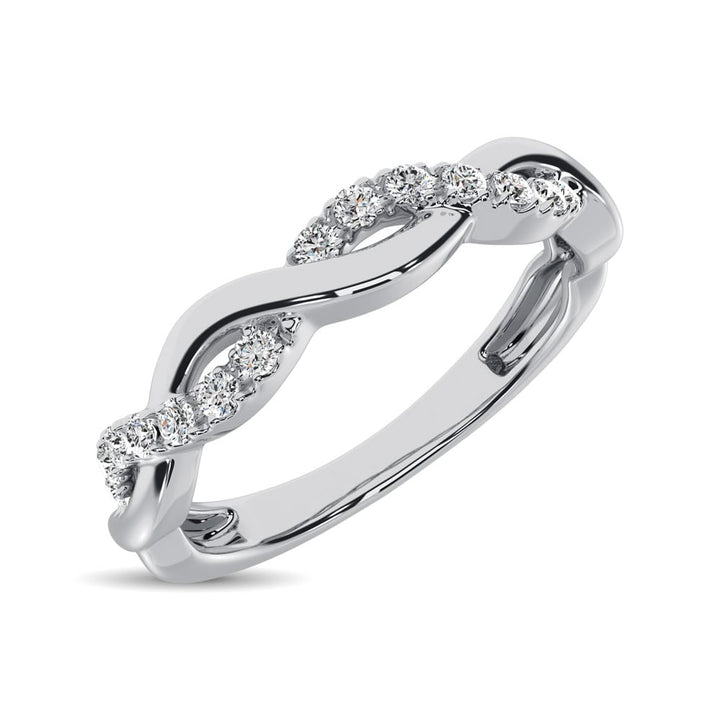 10K White Gold 1/20 Ct.tw Diamond Twisted Wedding Band