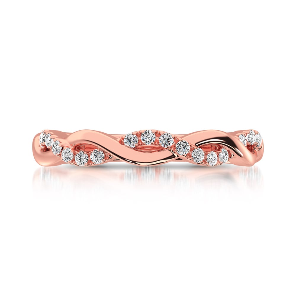 14K Rose  Gold 1/20 Ct.Tw. Diamond Wedding Band