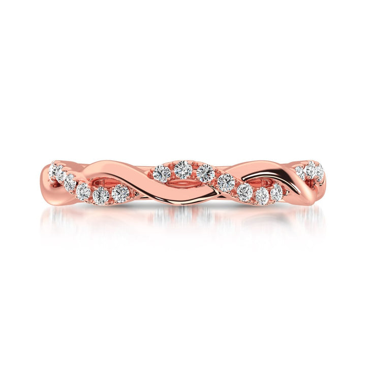 14K Rose  Gold 1/20 Ct.Tw. Diamond Wedding Band