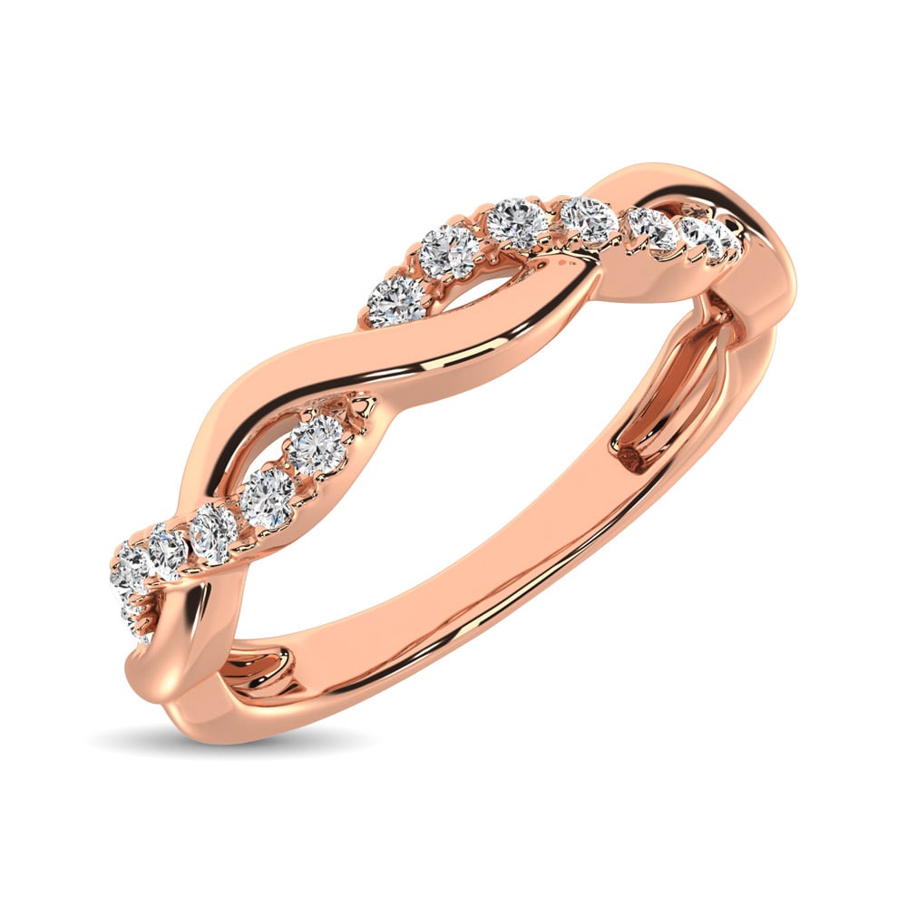 14K Rose  Gold 1/20 Ct.Tw. Diamond Wedding Band
