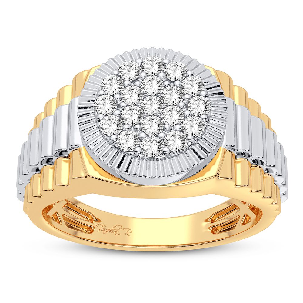 14K Yellow Gold Mens Lab Diamond Statement Ring