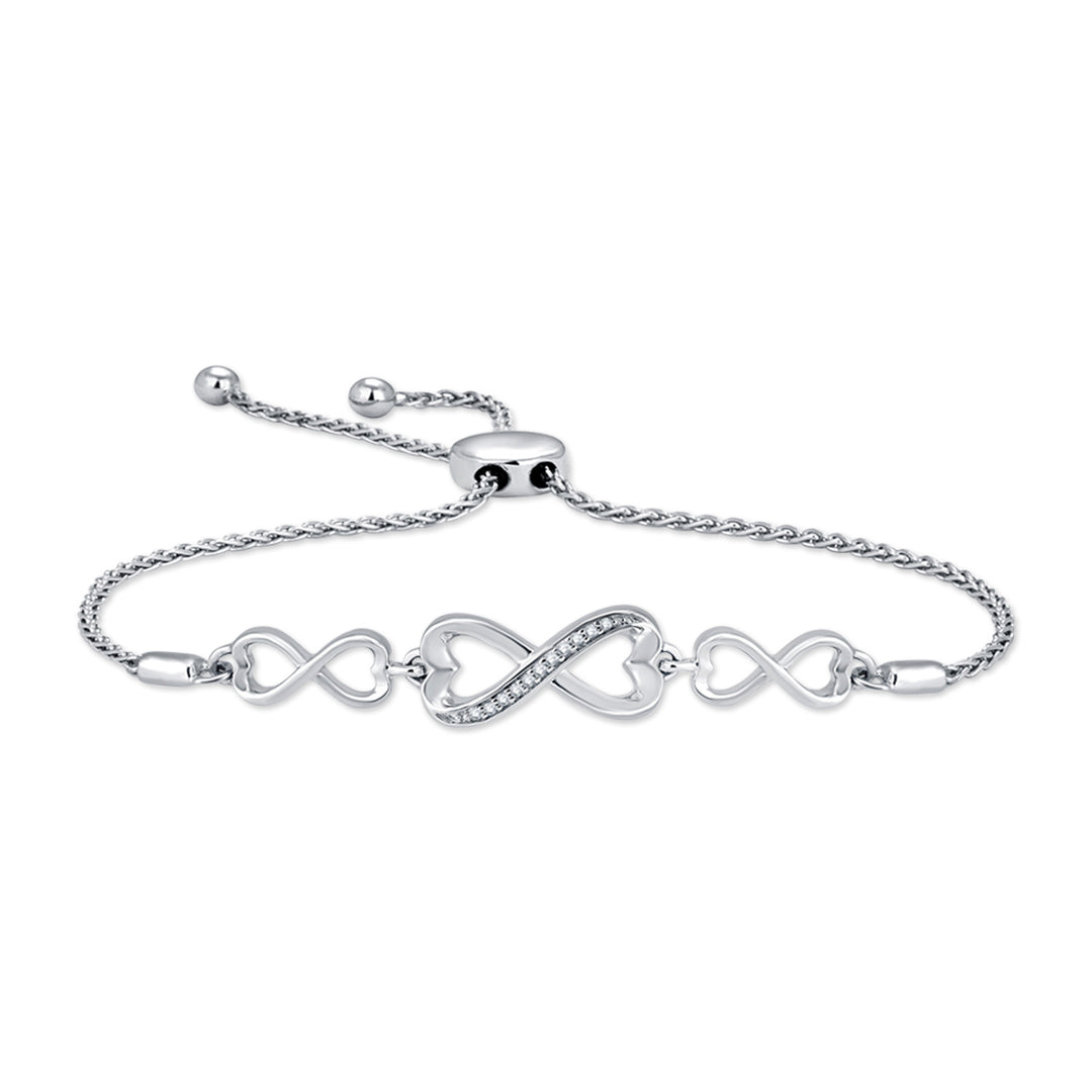 Sterling Silver  1/3 Ct.tw Diamond Bolo Bracelet