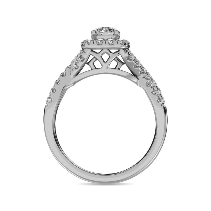 14K White Gold 1 Ct.Tw. Diamond Halo Engagement Ring