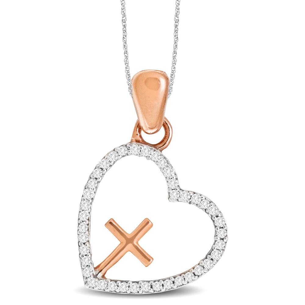 10K White Gold 1/8 Ct.Tw. Diamond  Heart Pendant