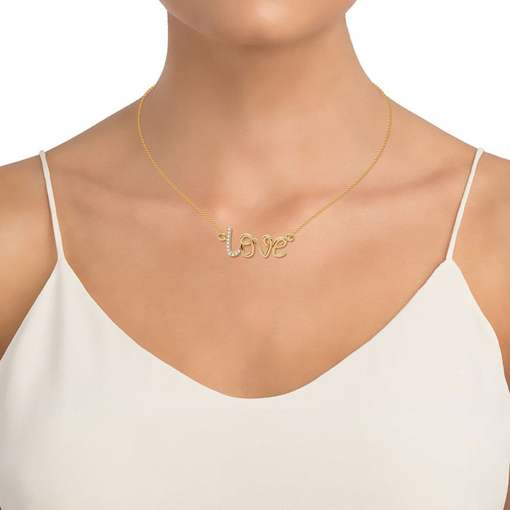 Petite Lab Diamond Pendant in 10K Yellow Gold for Her