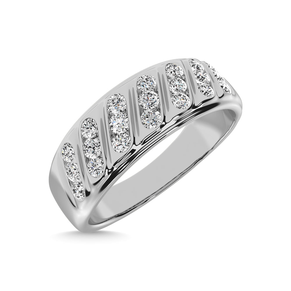 14K White Gold 1/2 Ct.Tw. Diamond Mens Band