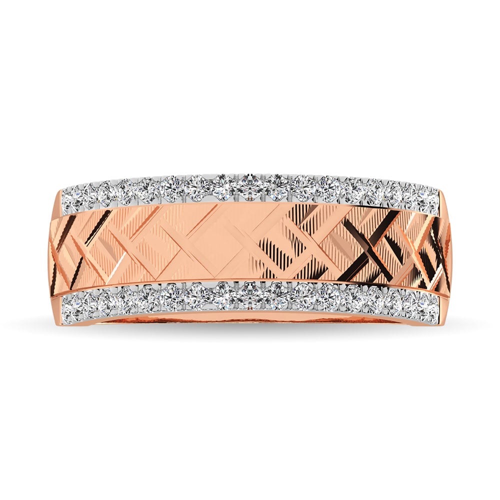 14K White Gold 1/2 Ct.Tw. Diamond Machine Mens Band