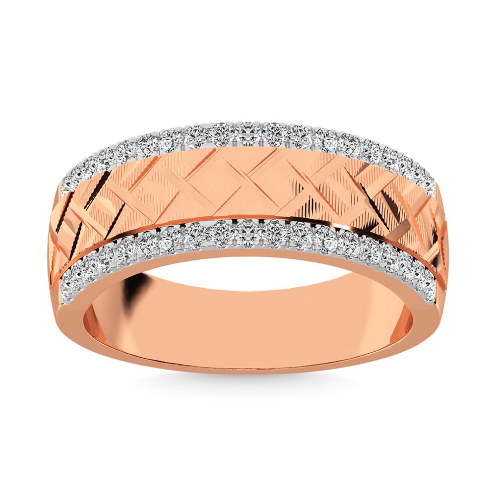 14K White Gold 1/2 Ct.Tw. Diamond Machine Mens Band