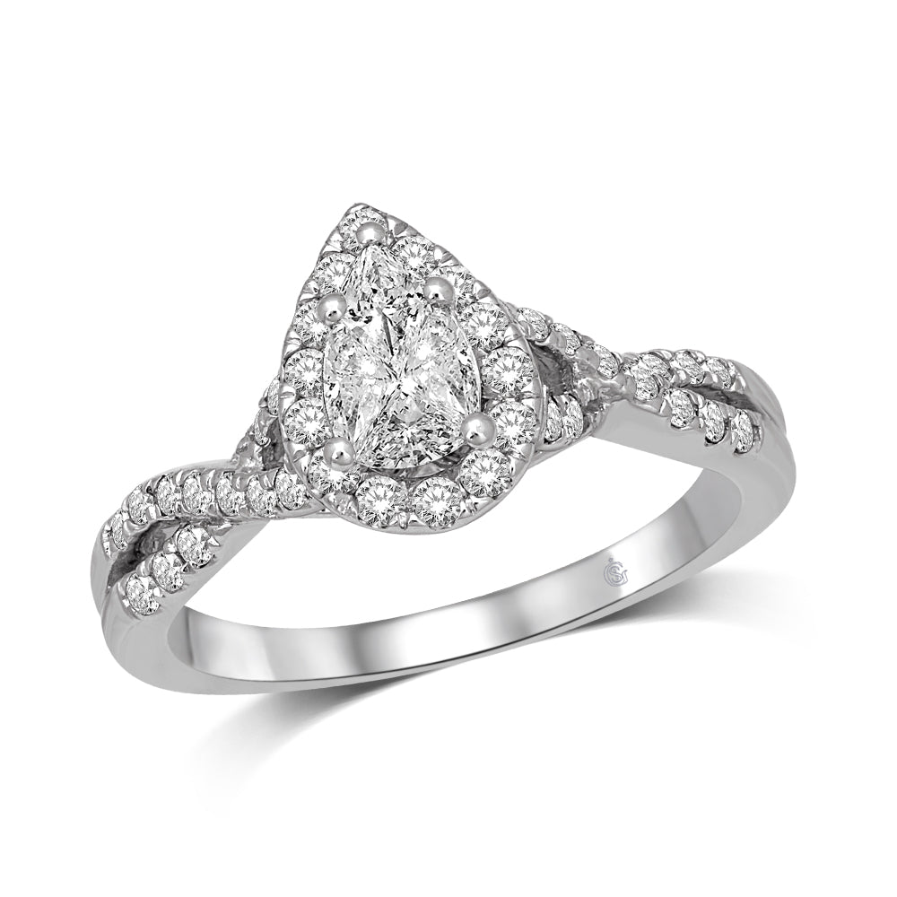 Lovecuts 14K White Gold 5/8 Ct.Tw. Diamond Engagement Ring