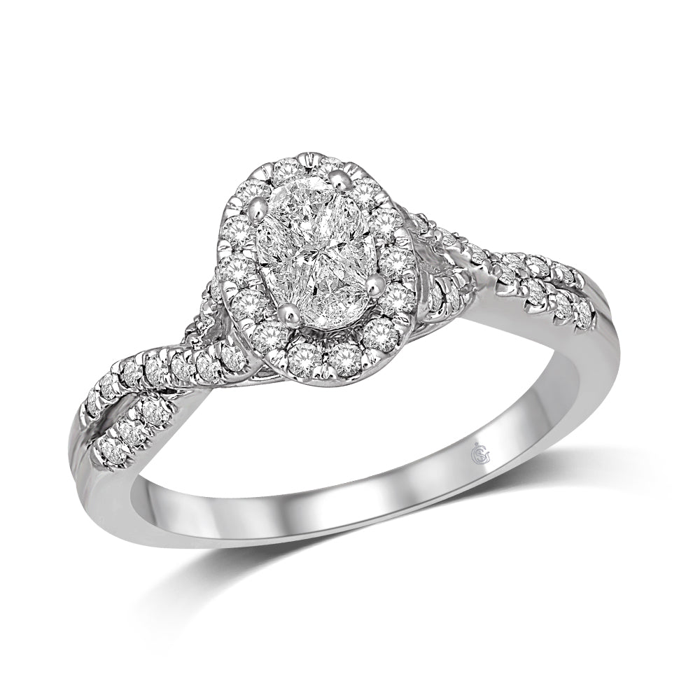 Lovecuts 14K White Gold 5/8 Ct.Tw. Diamond Engagement Ring