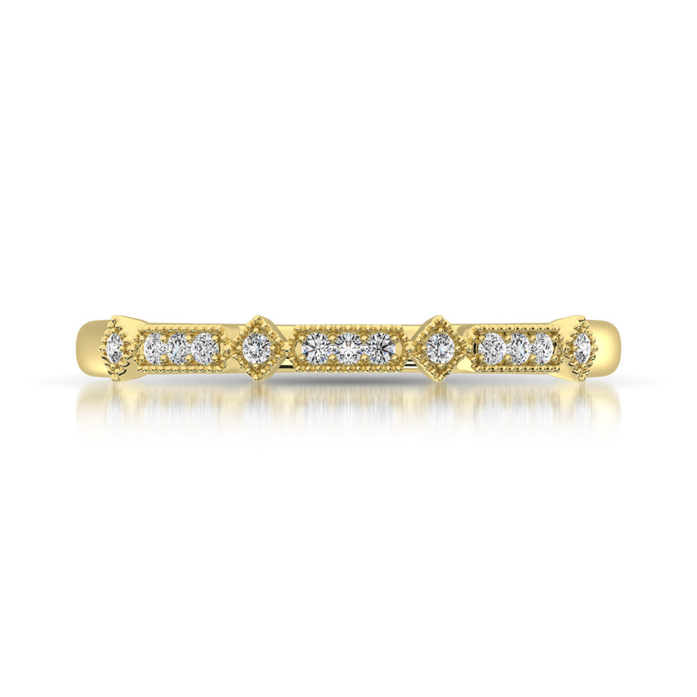 14K Yellow Gold 1/20 Ct.Tw. Diamond Stackable Band