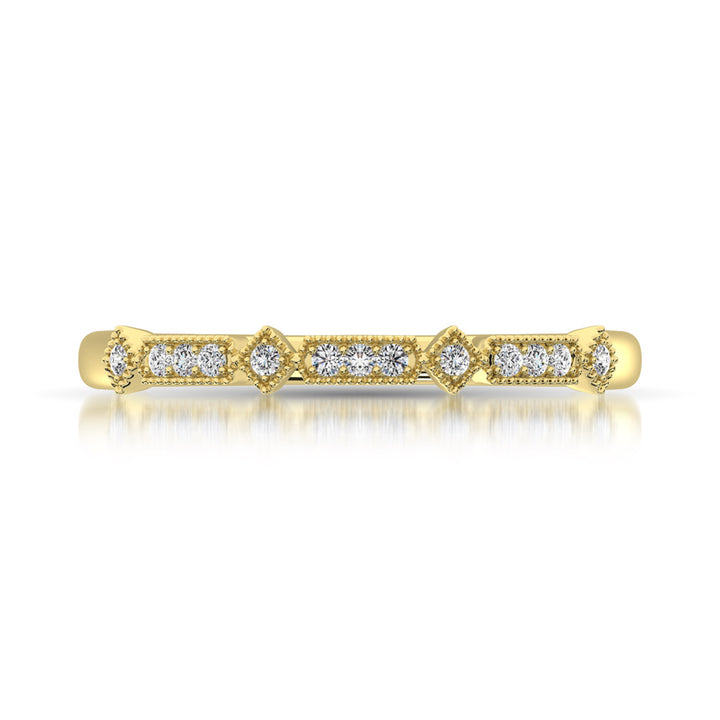 14K Yellow Gold 1/20 Ct.Tw. Diamond Stackable Band
