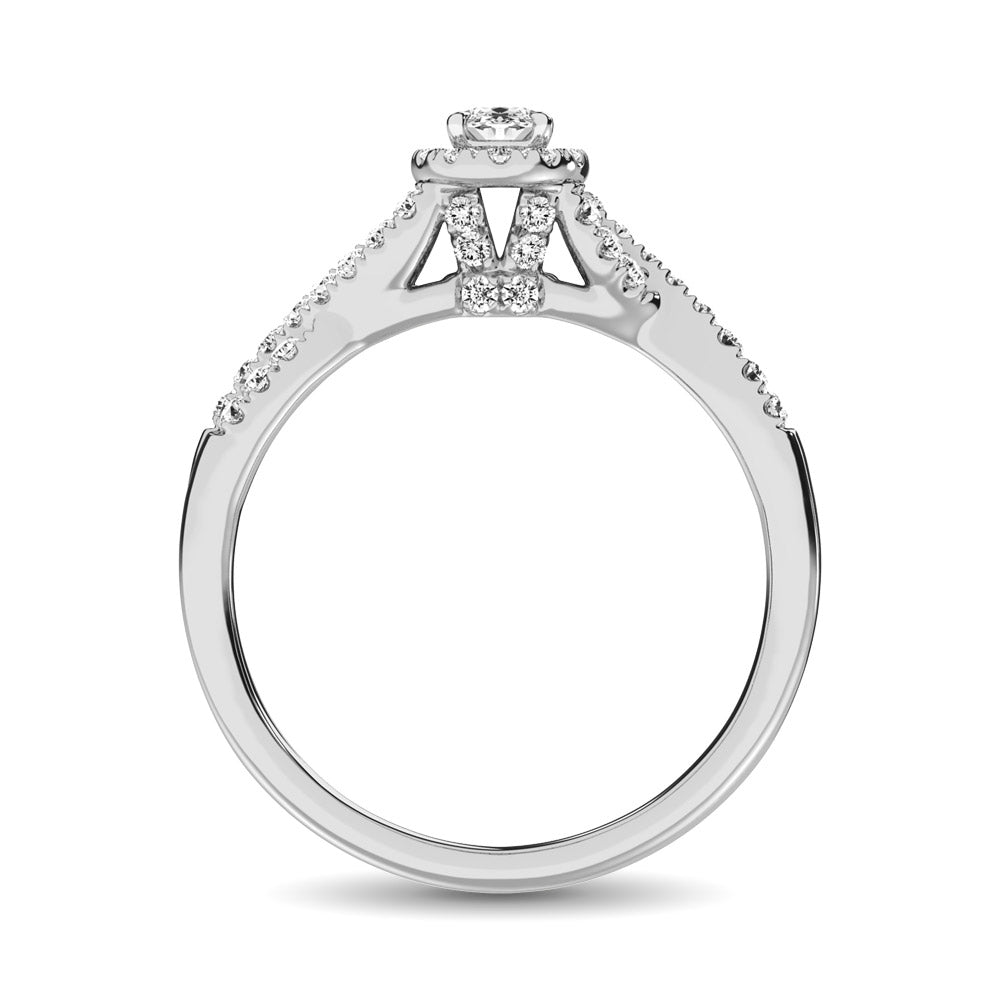 14K White Gold 1/2 Ct.Tw. Diamond Halo Engagement Ring