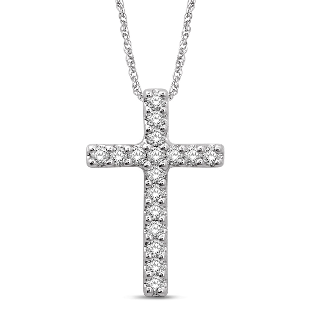 14K White Gold 1/10 Ct.Tw. Diamond Cross Pendant