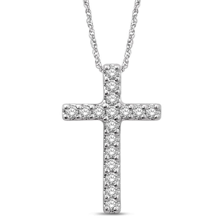 14K White Gold 1/10 Ct.Tw. Diamond Cross Pendant