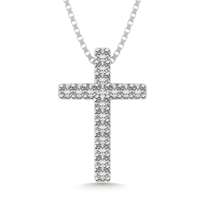 14K White Gold 1/10 Ct.Tw. Diamond Cross Pendant