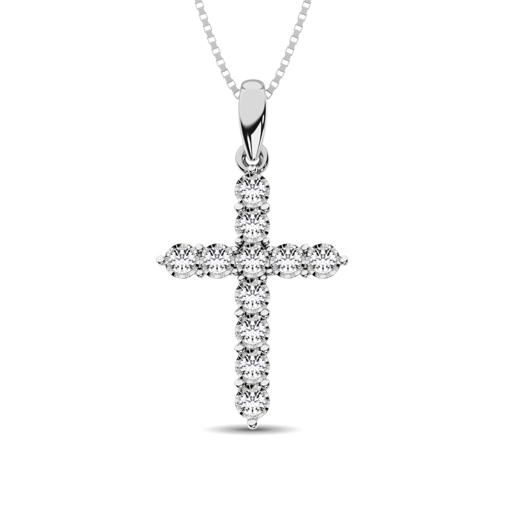 10K White Gold 1/5 Ct.Tw. Diamond Cross Pendant