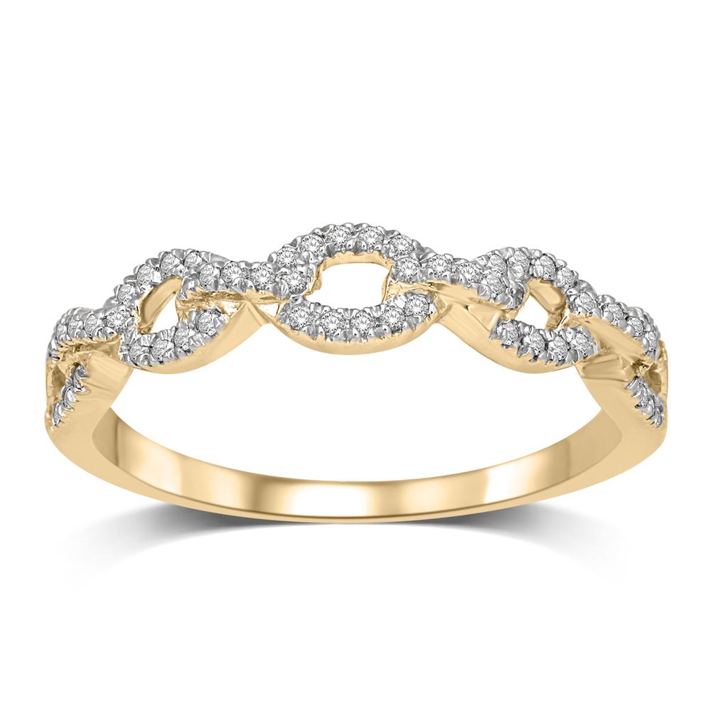 14K Yellow Gold 1/6 Ct.Tw. Diamond Stackable Band