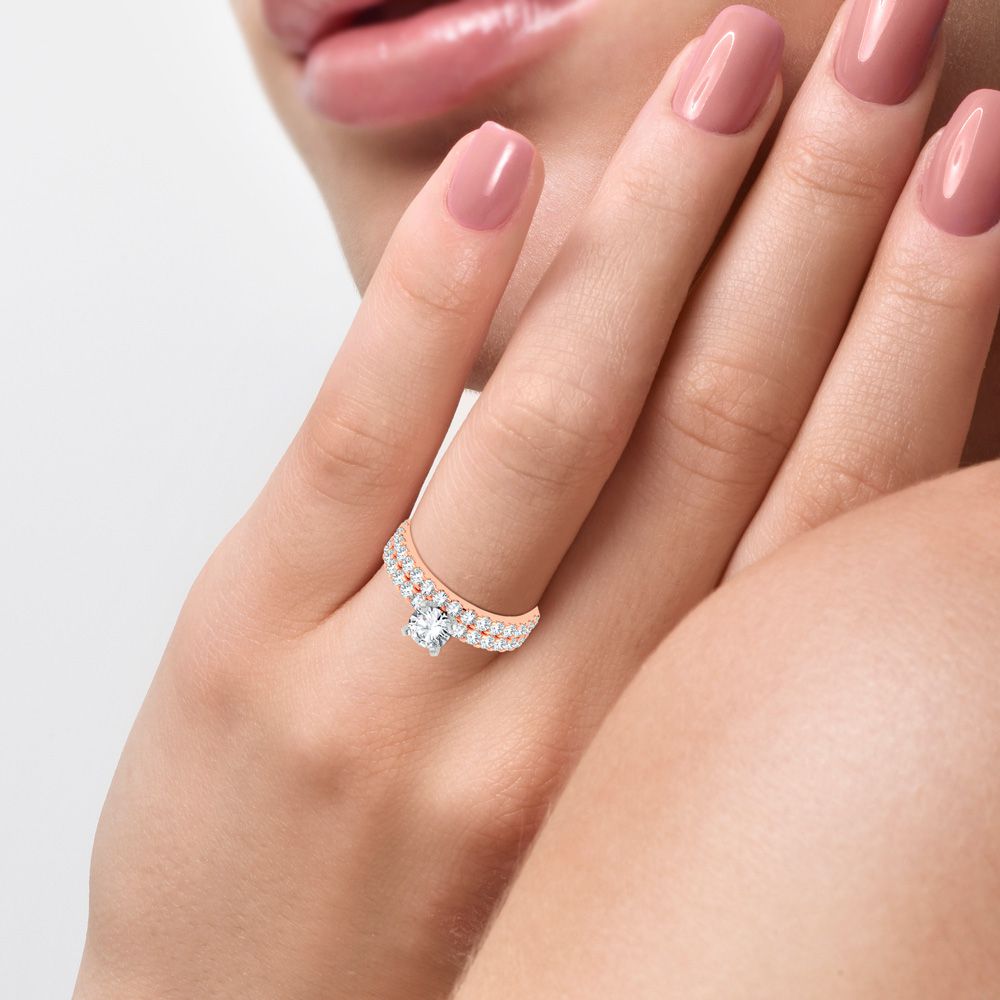 14k Rose Gold 1ct Lab Diamond Engagement Ring Setting