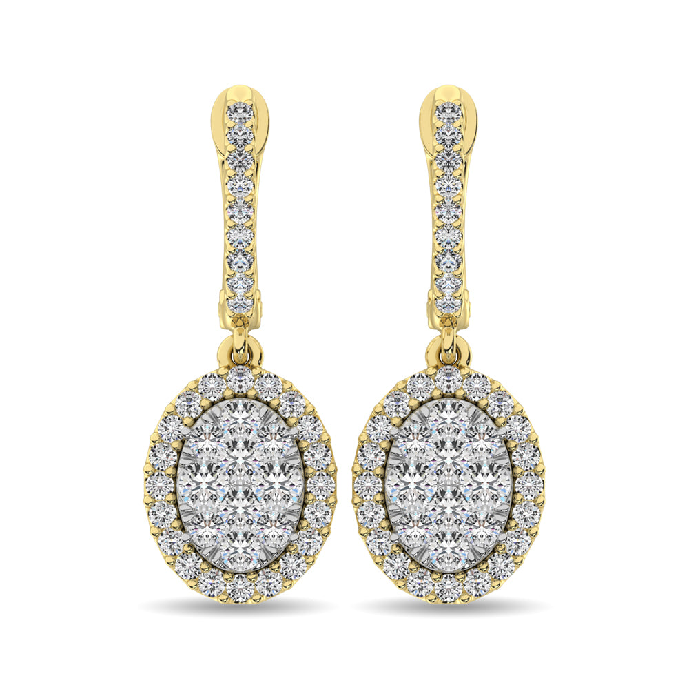 14K Yellow Gold 3/4 Ct.tw Diamond Drop Earrings
