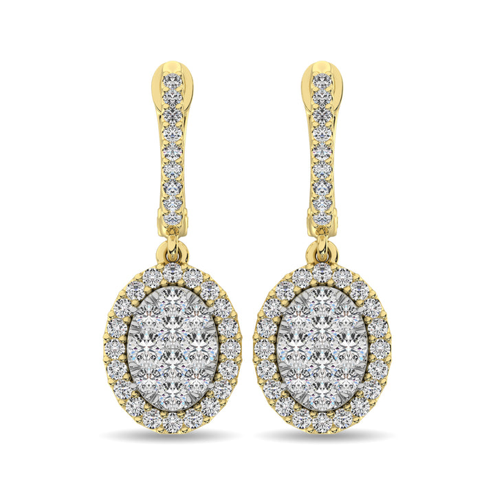 14K Yellow Gold 3/4 Ct.tw Diamond Drop Earrings