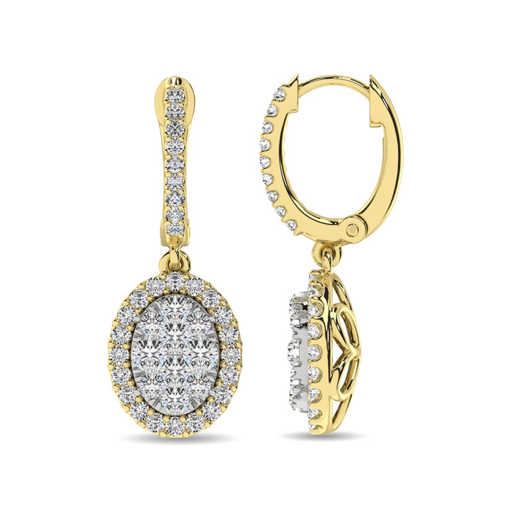 14K Yellow Gold 3/4 Ct.tw Diamond Drop Earrings
