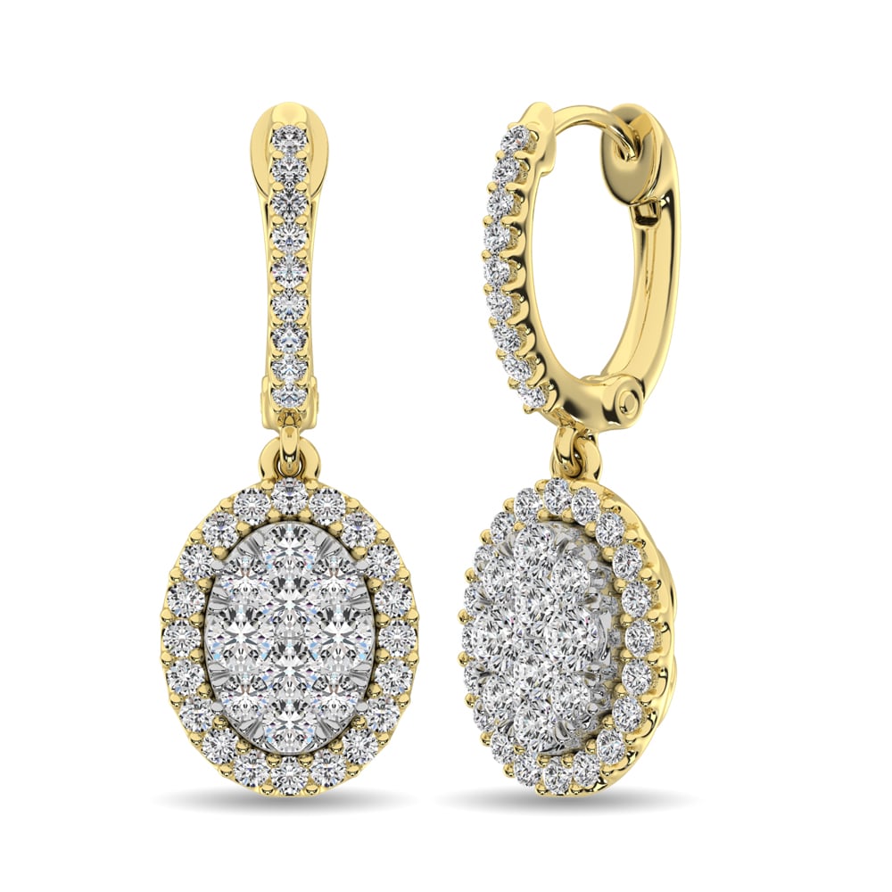 14K Yellow Gold  1 1/2 Ct.tw Diamond Drop Earrings