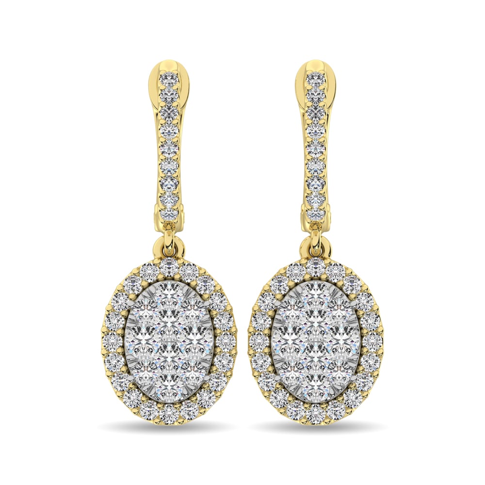 14K Yellow Gold  1 1/2 Ct.tw Diamond Drop Earrings
