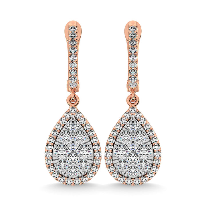 Diamond 3/4 Ct.Tw. Cluster Earrings in 14K Rose Gold