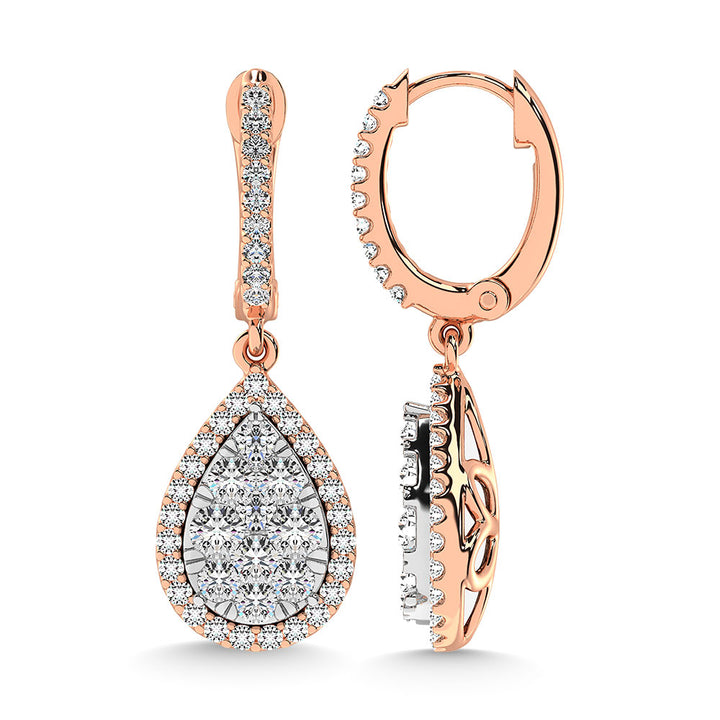 Diamond 3/4 Ct.Tw. Cluster Earrings in 14K Rose Gold