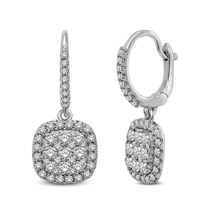 14K White Gold  1 1/6 Ct.tw Diamond Drop Earrings