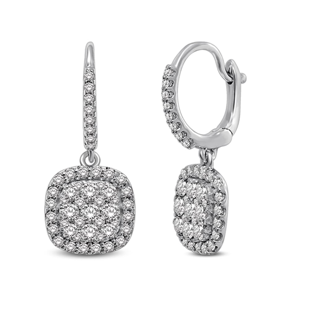 14K White Gold  1 1/6 Ct.tw Diamond Drop Earrings