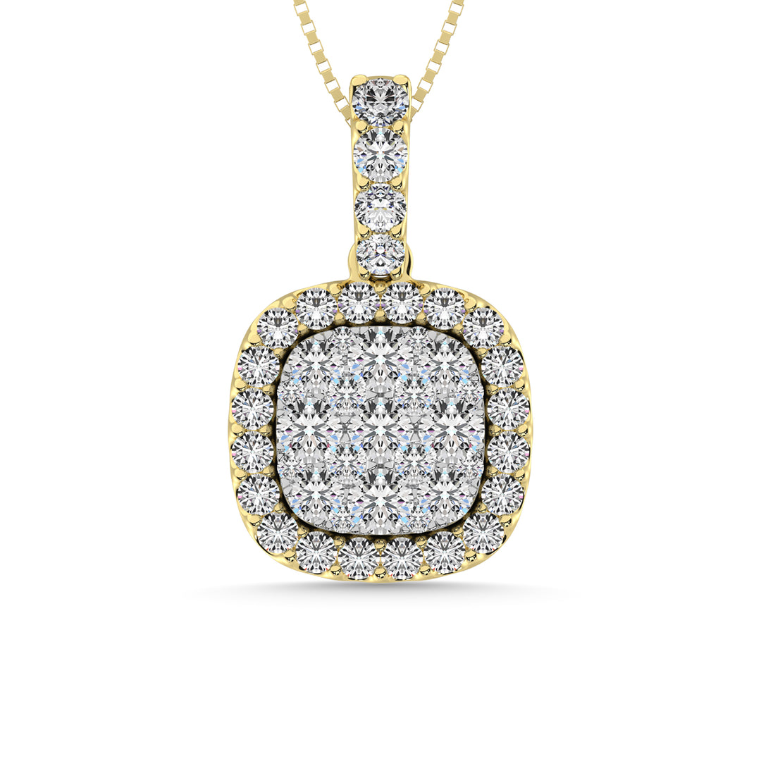 Diamond 1 Ct.Tw. Fashion Pendant With Center Flower White Gold touch in 14K Yellow Gold