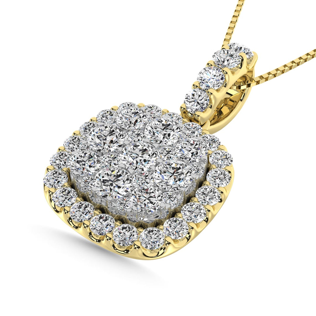 Diamond 1 Ct.Tw. Fashion Pendant With Center Flower White Gold touch in 14K Yellow Gold