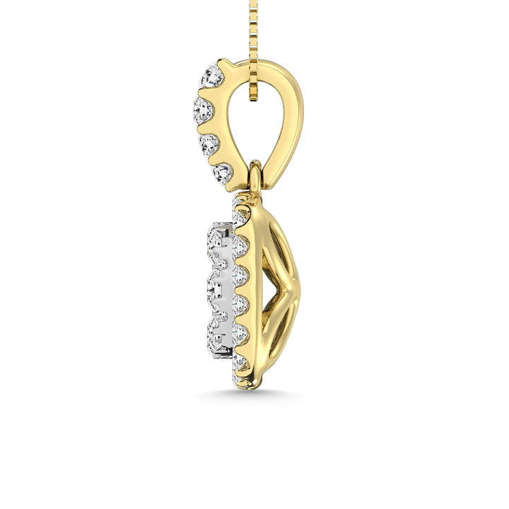 Diamond 1 Ct.Tw. Fashion Pendant With Center Flower White Gold touch in 14K Yellow Gold