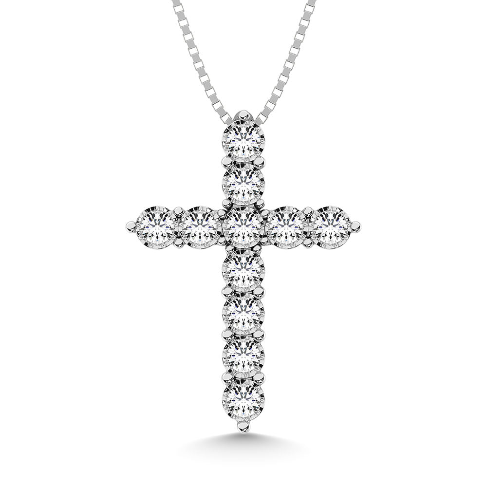 10K White Gold 1/20 Ct.Tw. Diamond Cross Pendant